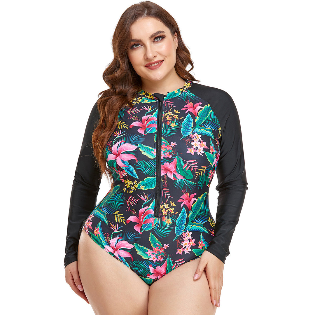 Dame Sporty Langærmet Svømmetøj med Floral Design Skovae
