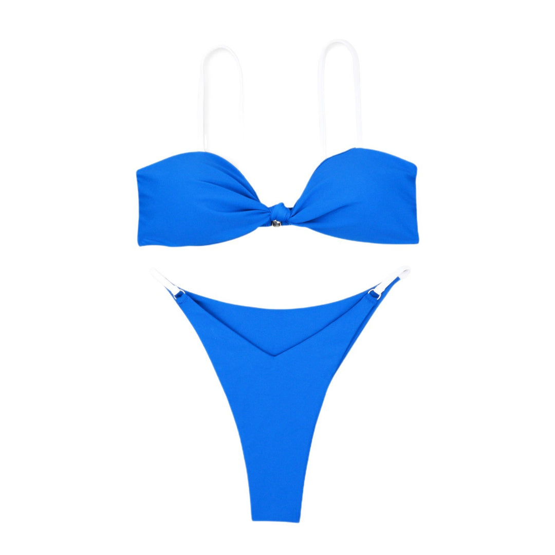 Dame Bandeau-bikini med trendy knude-design og hudvenligt materiale Skovae
