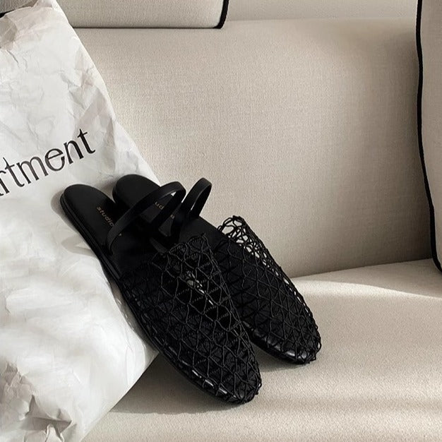 Dame sling sandaler med sløjfedetalje, netdesign og åben tå Stilla