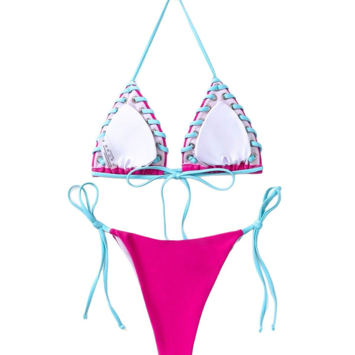 Dame Triangel-Bikini-Sæt med detaljeret snøring og justerbare stropper Stilla