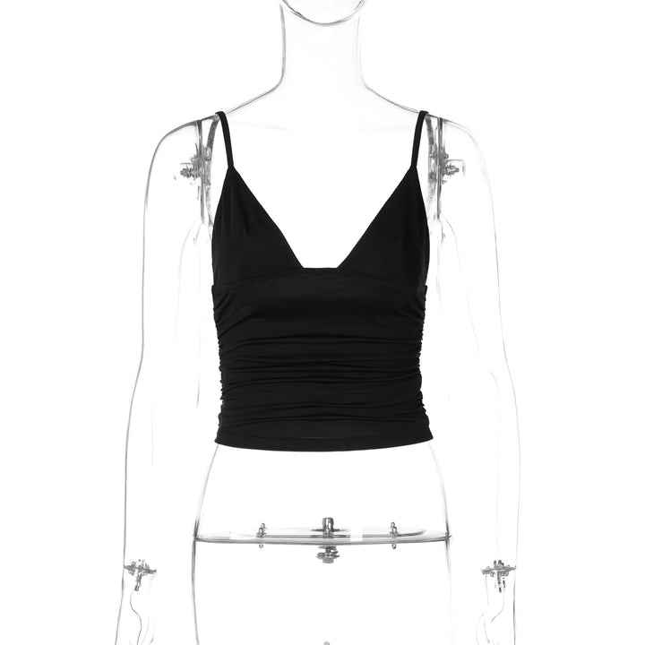 Dame figurtilpasset bodice-top med V-hals og fin indsnøring Skovae