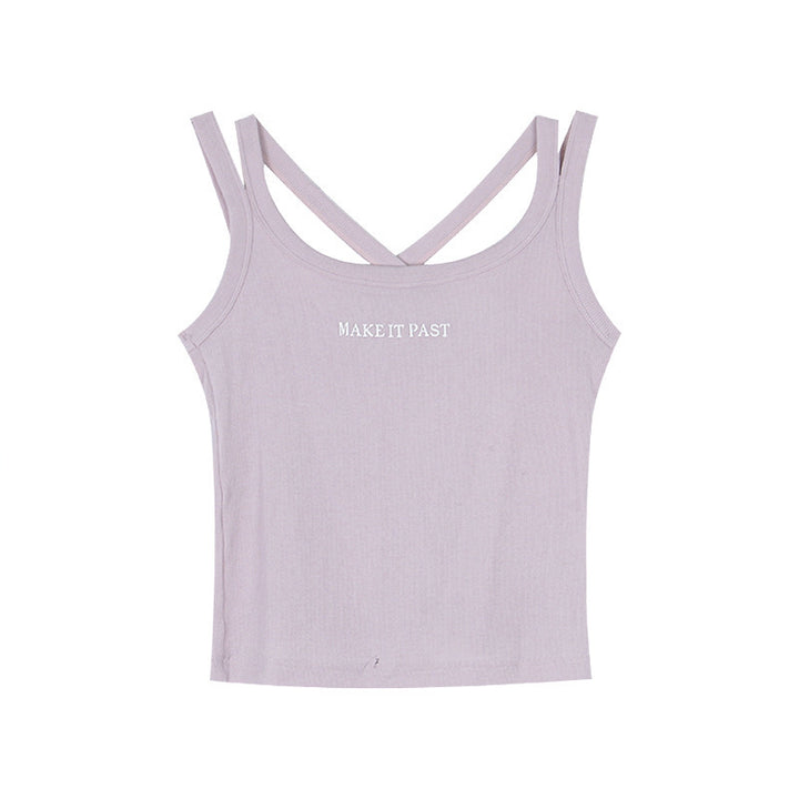Dame tanktop med justerbare spaghetti-stropper og kreativt tryk Stilla