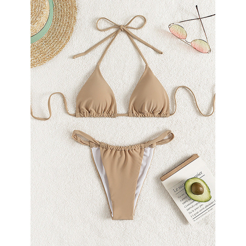 Dame Triangel-Bikini-sæt med flæset design Skovae