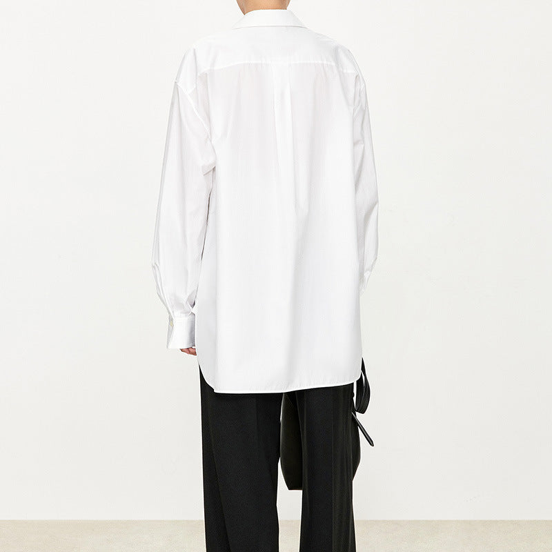 Dame Oversized Skjorte med elegante Puffærmer og moderne Ståkrave Stilla