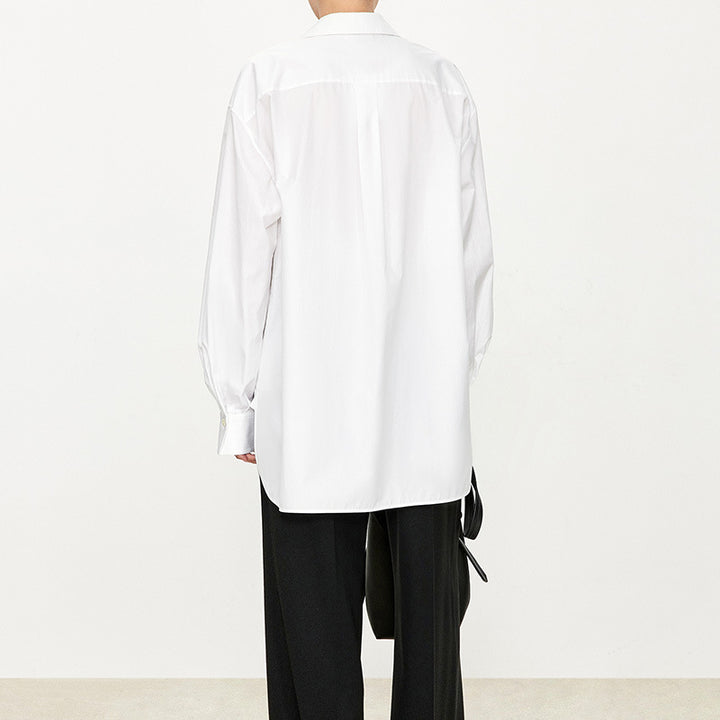 Dame Oversized Skjorte med elegante Puffærmer og moderne Ståkrave Stilla