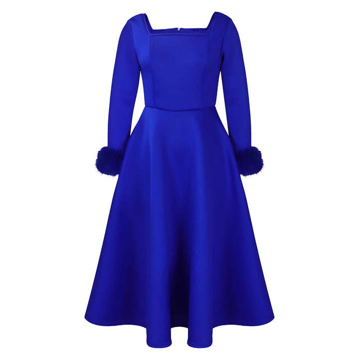 Dame Elegant skåret kjole med lange ærmer og glamourøse detaljer Stilla