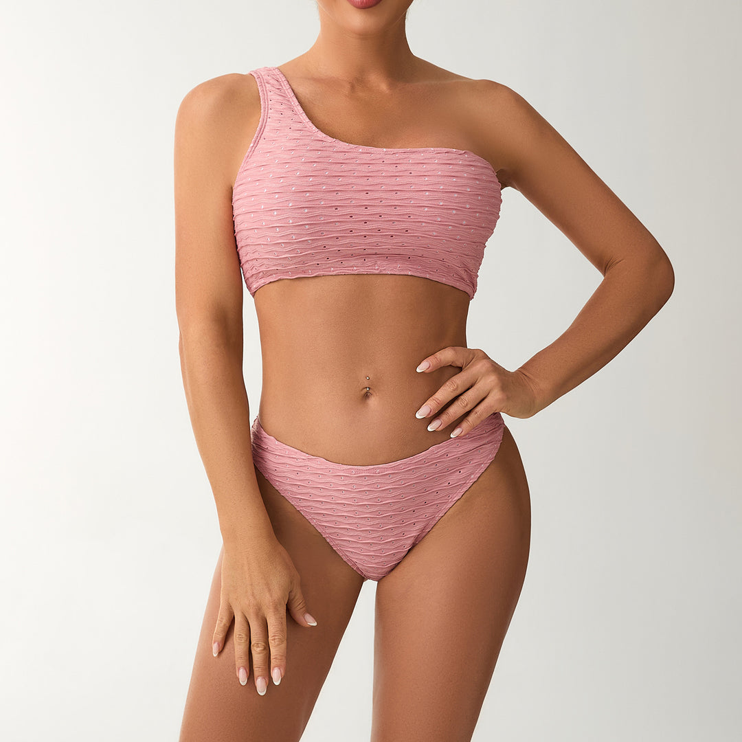 Damer Ensidet Bandeau-Bikini med struktureret overflade Skovae