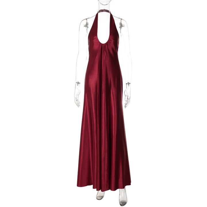 Dame Maxi Kjole med elegant Halterneck-detaljering og flydende snit Skovae