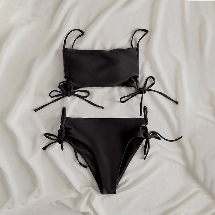 Dame bandeau bikini med raffinerede bindebånd Skovae