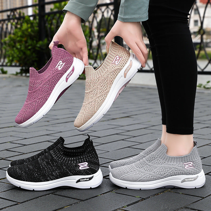 Dame Behagelige Strik-Sneakers med åndbar struktur og fleksibel sål Stilla