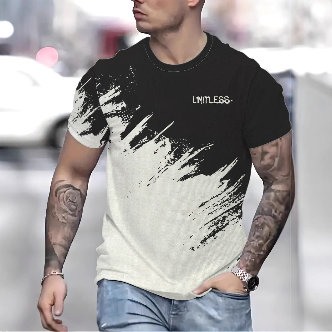 Herrer T-shirt med kreativ penselstræk-design og høj bærekomfort Stilla