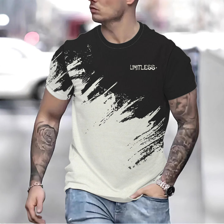 Herrer T-shirt med kreativ penselstræk-design og høj bærekomfort Stilla