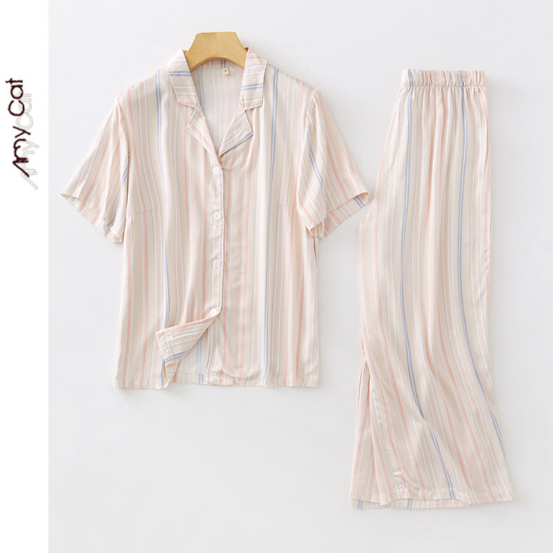 Dame fritids-pyjama-sæt med blomstret print og åndbart satin Stilla