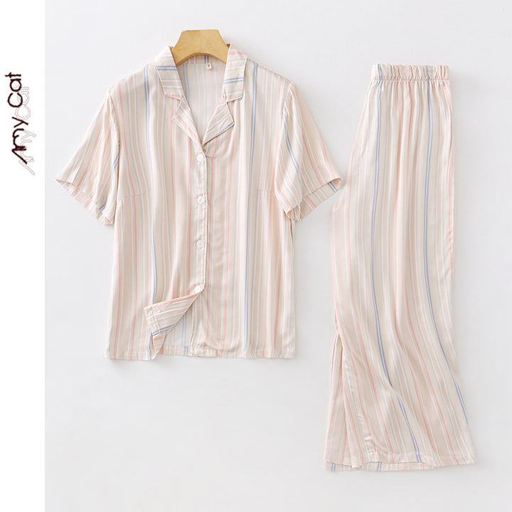 Dame fritids-pyjama-sæt med blomstret print og åndbart satin Stilla