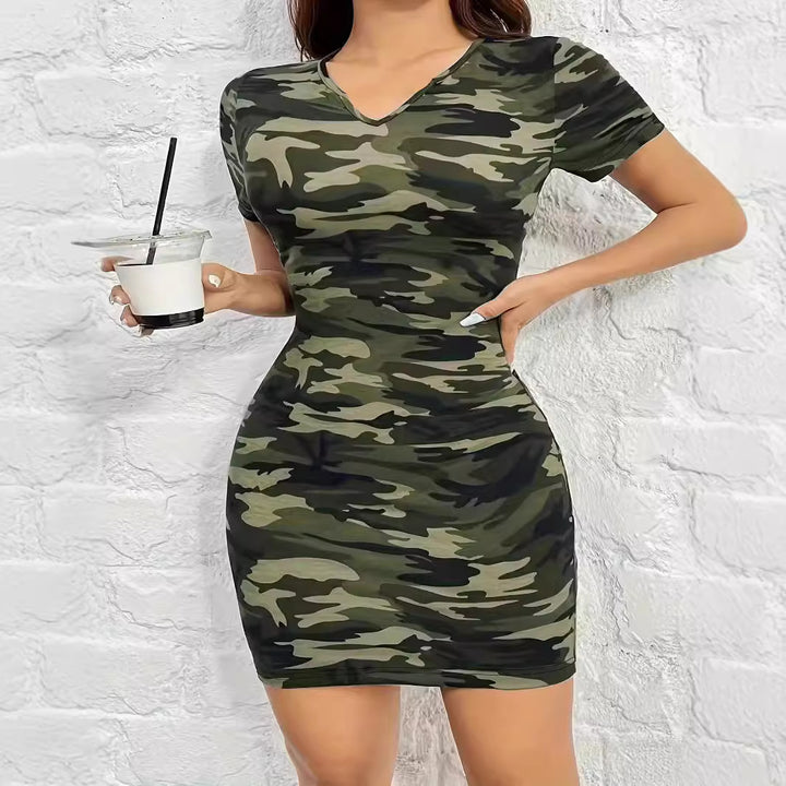 Dame Fritid Camouflage Bodycon Kjole Stilla