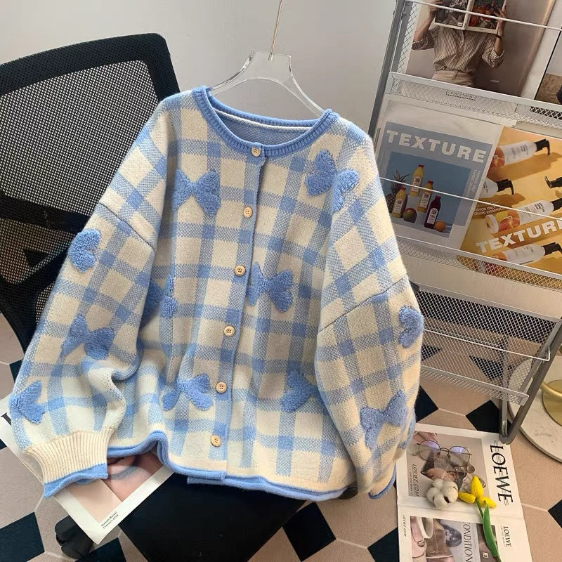 Kvinders oversized cardigan med hjerte mønster Stilla