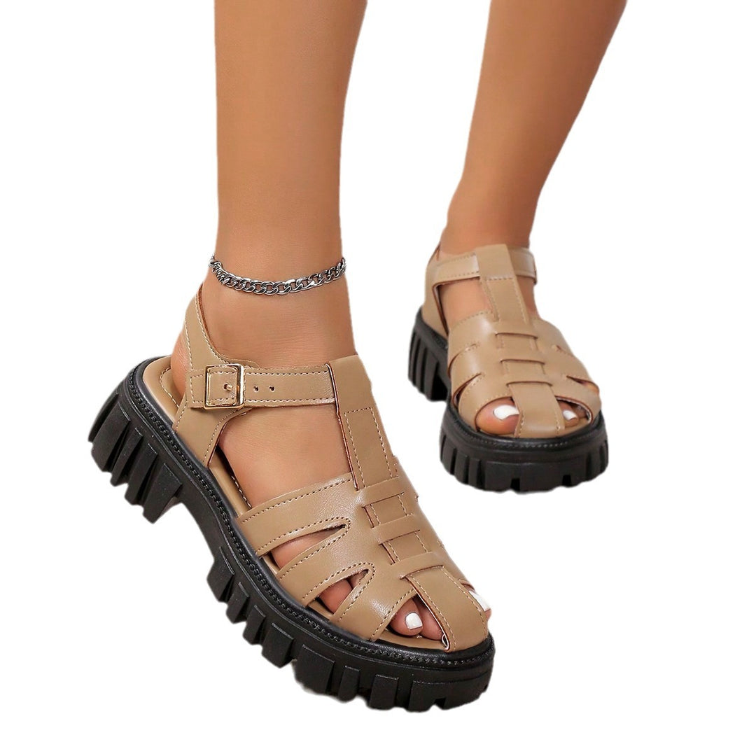 Dame nan Riemchen-sandal i fiskestil med åben tå og grov profilsål Skovae