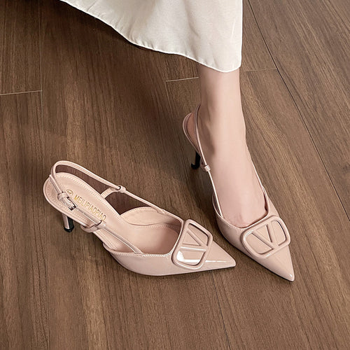 Dame Sling-Pumps med elegant spænde dekoration og moderne glans Stilla