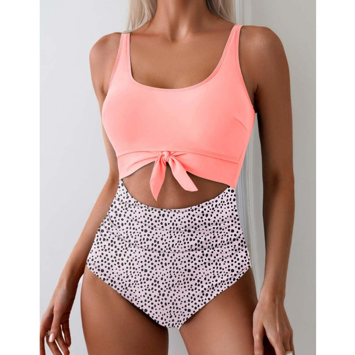 Dame Højskåret Bikini med fashionable knude-detail og stribemønster Stilla