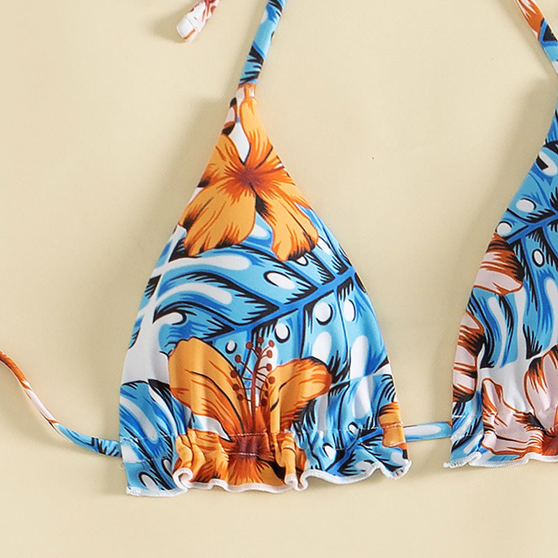 Dame Triangel-Bikini-Sæt med blomsterdesign og afslappet Tuch Skovae