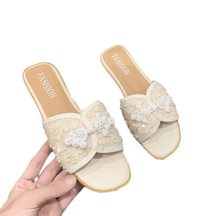 Dame mode slippers med glitrende applikationer Stilla