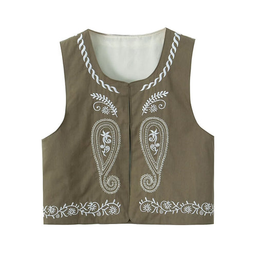 Dame broderet vest uden ærmer med elegant design Stilla