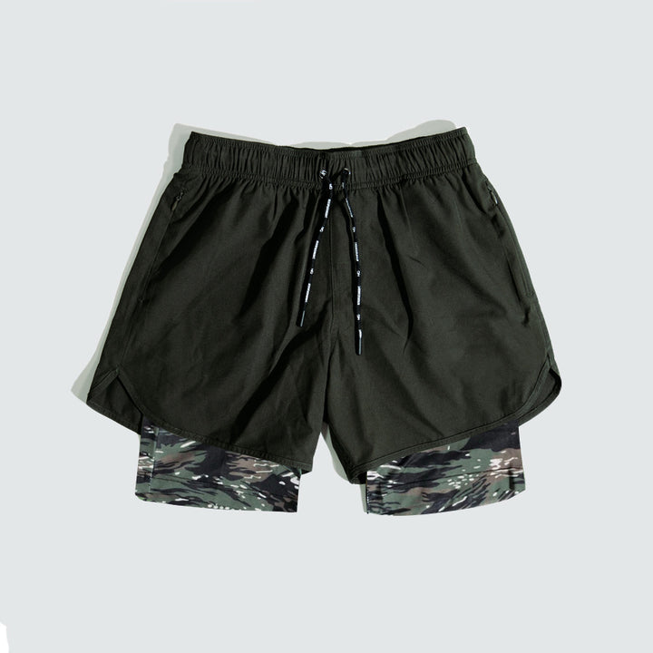 Herrer Åndbare Træningsshorts med indbygget kompressionsundertøj og elastisk talje Stilla