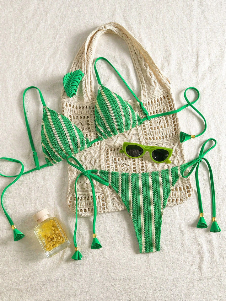 Dame Strappy Bikinisæt med justerbare stropper Skovae