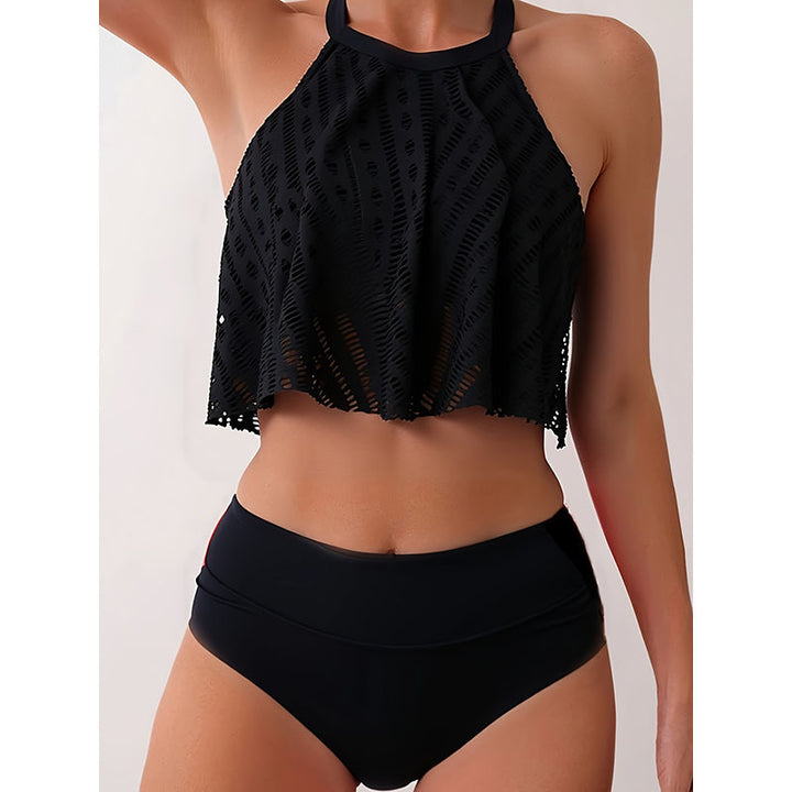 Dame Sporty Crop-Top Bikini med høj talje-trusser Skovae