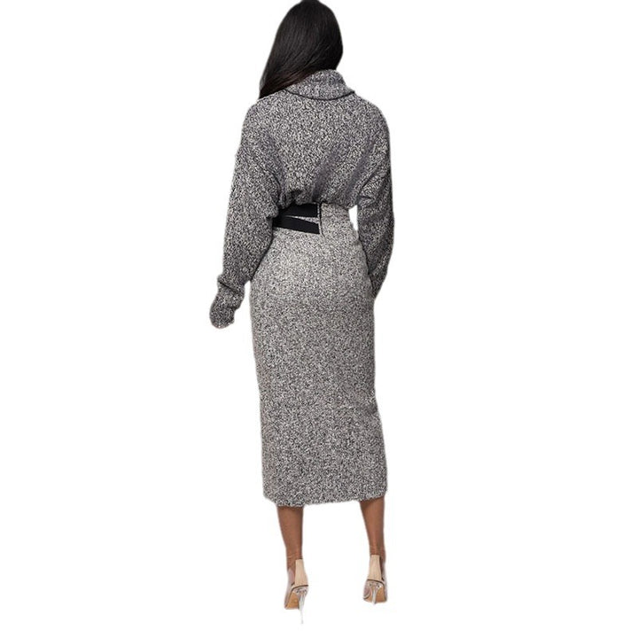 Dame elegant striktrøje og nederdel i sæt Stilla