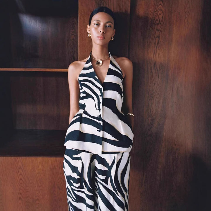Dame vidde Zebra-Print Bukser Stilla