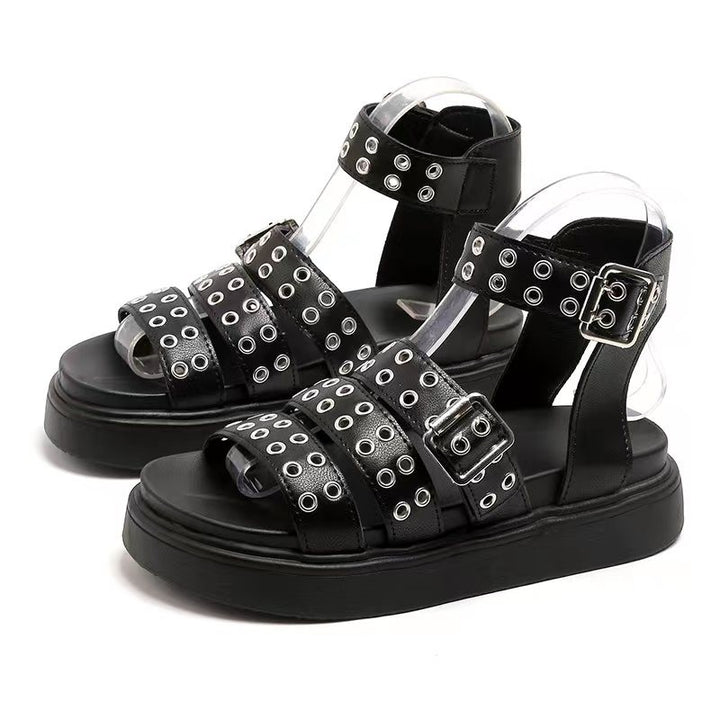 Dame mode ankel-sandaler med trendy huller og komfortabelt fodseng Stilla