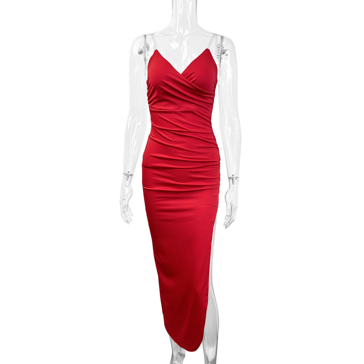 Dame Elegant Maxikjole med side slids og fine stropper Skovae