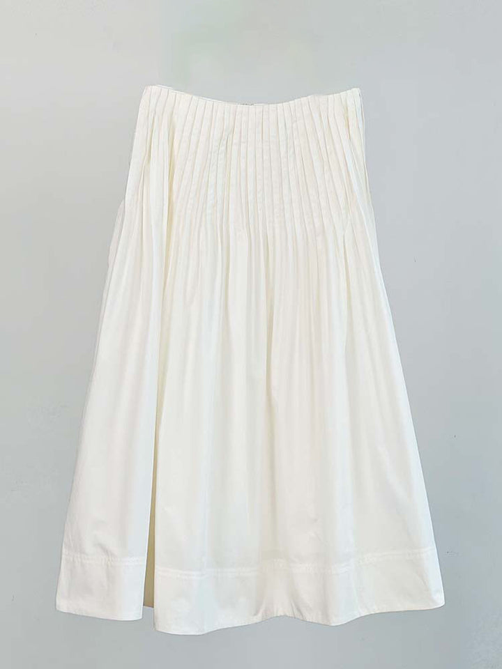 Dame plisseret midi-nederdel med elastisk talje og elegant fald Stilla