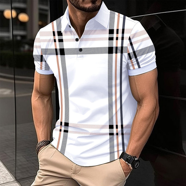 Herrer moderne polo skjorte med iøjnefaldende ternet design Stilla
