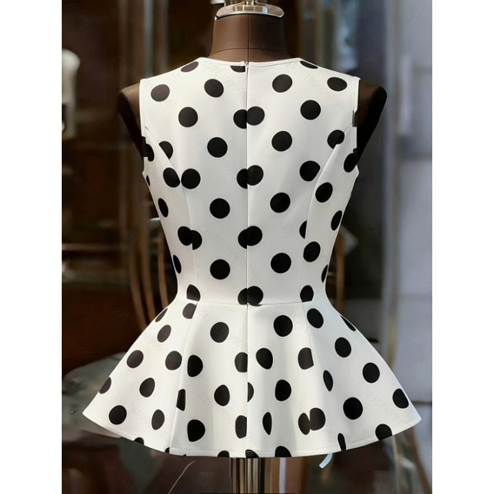 Dame Peplum-top med moderne prikker Skovae