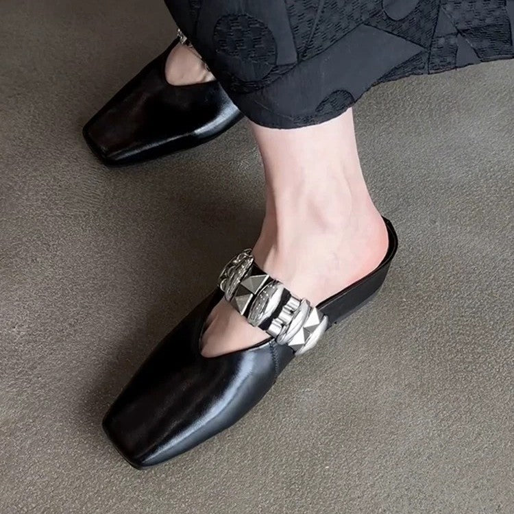 Dame Elegant Slingback-Pantolette med fashionabel metalakcenter Stilla