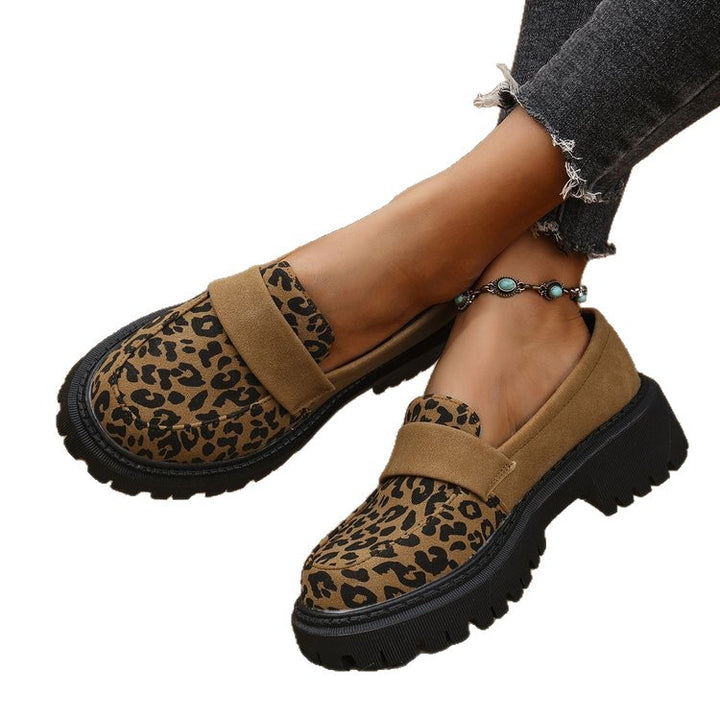 Dame Komfortable Mokkasiner med moderne Leopardsmønster og tyk Profilsål Stilla