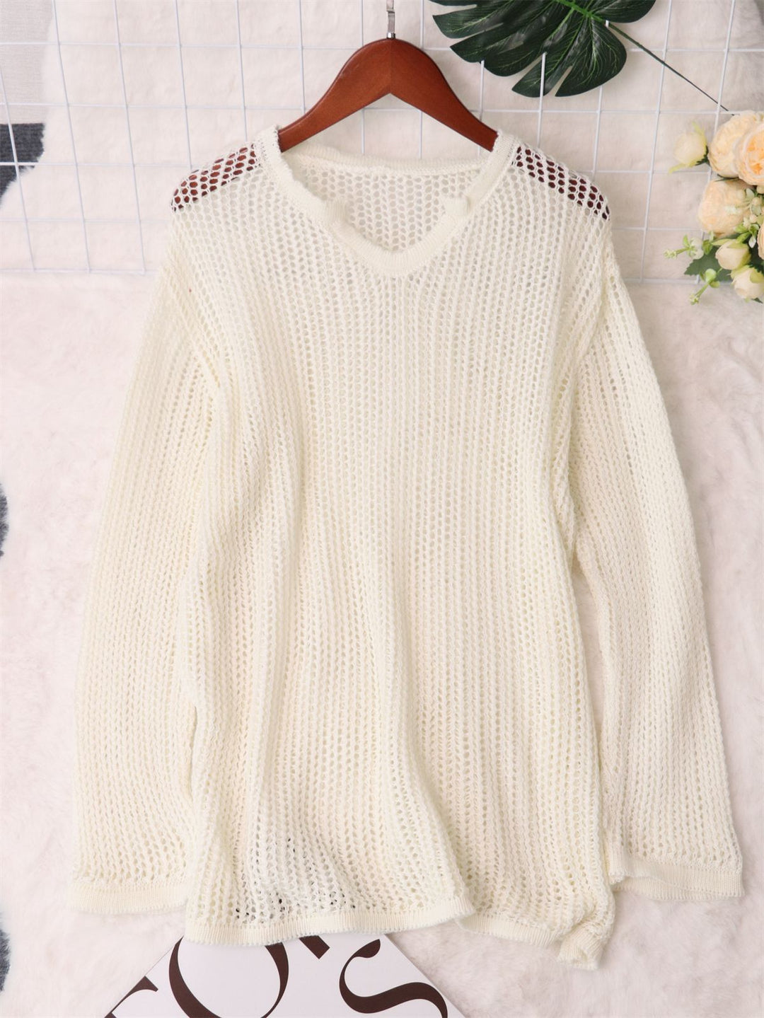 Kvindernes luftige strikkede sweater med moderne netdesign Stilla