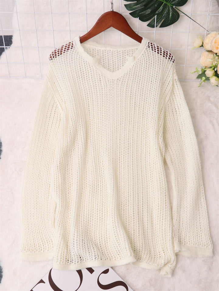 Kvindernes luftige strikkede sweater med moderne netdesign Stilla
