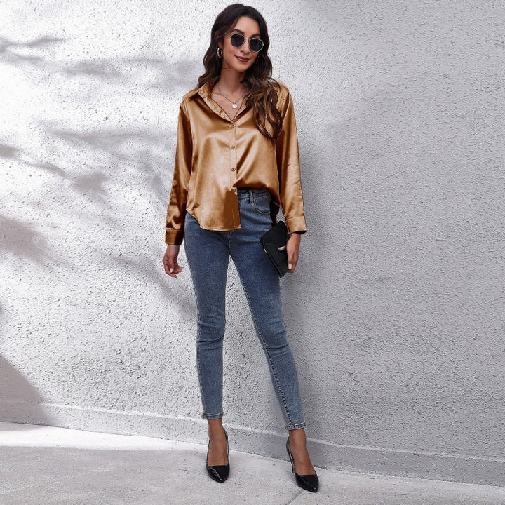 Dame elegant satinbluse Stilla