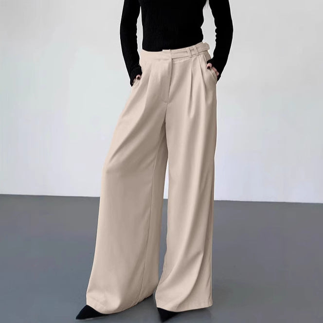 Dame bred chinos med elegant snit og højt siddende talje Stilla