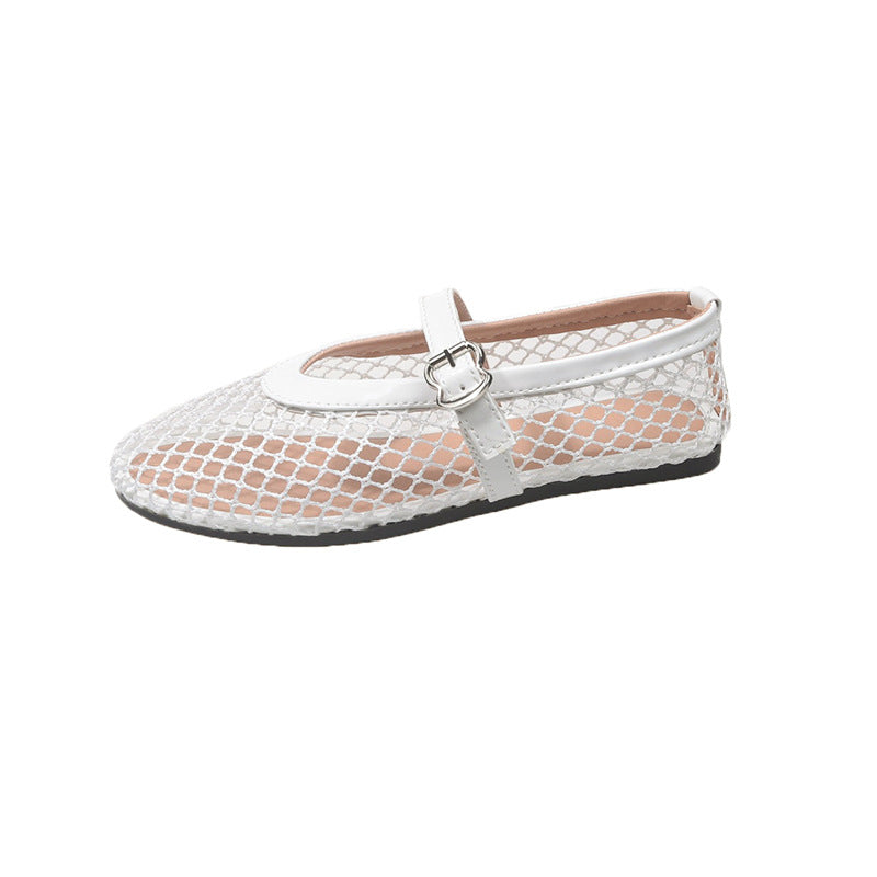 Dame Ballerinas i netstof med rem Stilla