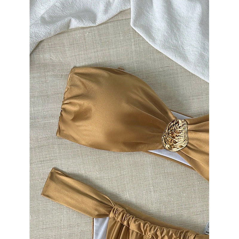 Dame bandeau-bikini med dekorativt element Skovae