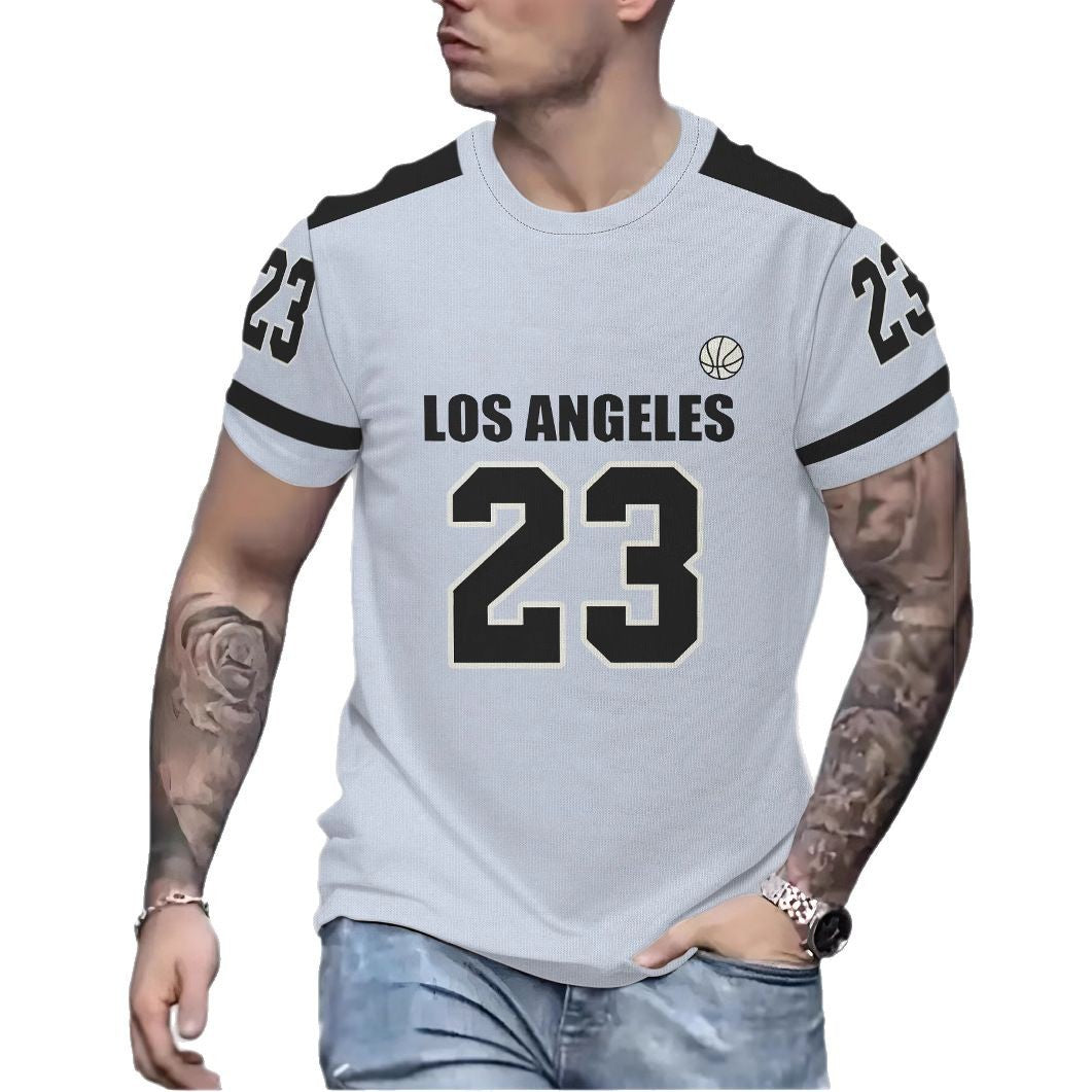 Herrer T-shirt i sporty basketball-design med stylish tryk Stilla