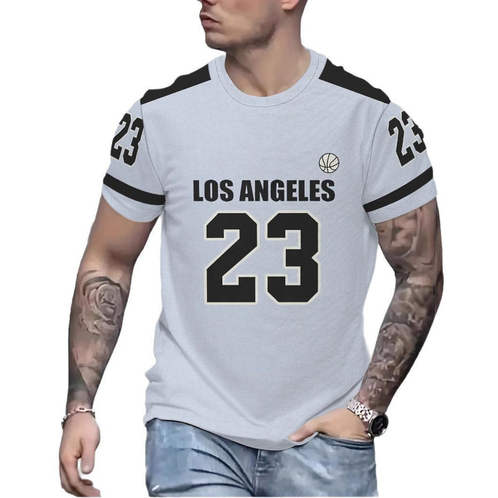 Herrer T-shirt i sporty basketball-design med stylish tryk Stilla