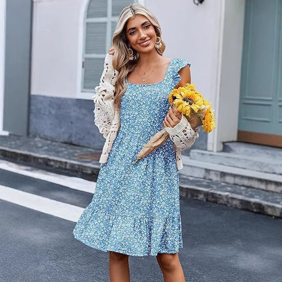 Kvinder Floral Lagdelt Midi Kjole Stilla
