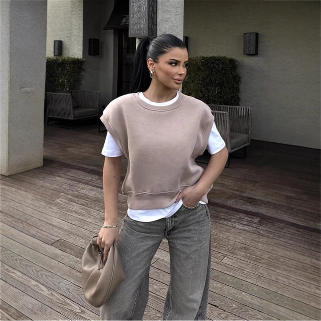 Kvinder casual oversized sweatshirt med brede ærmer og høj talje Skovae