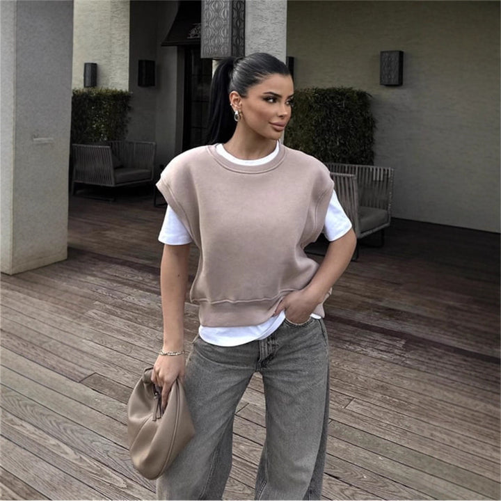 Kvinder casual oversized sweatshirt med brede ærmer og høj talje Skovae