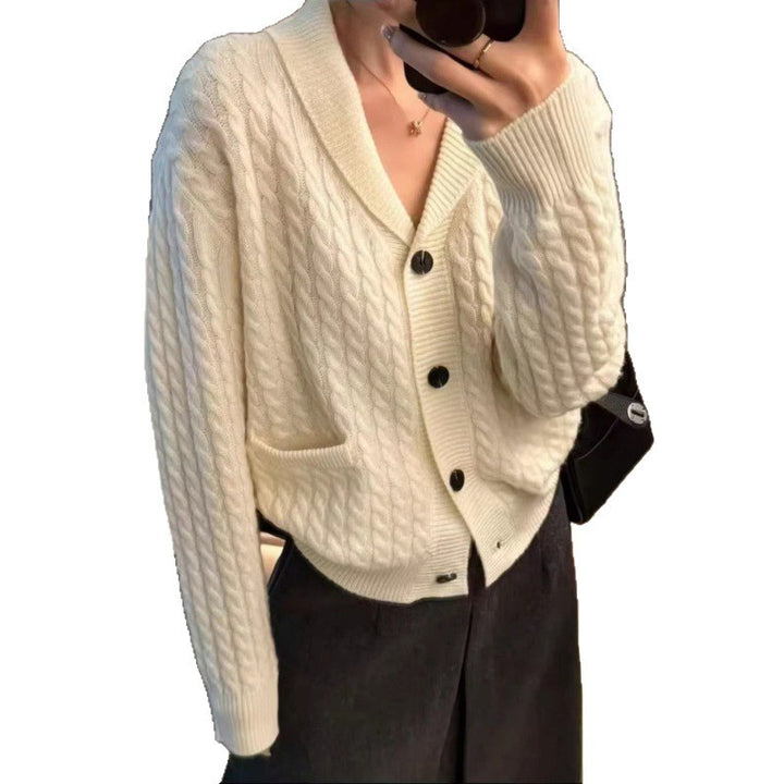 Kvinders cardigan med dobbelt krave og praktiske lommer Stilla